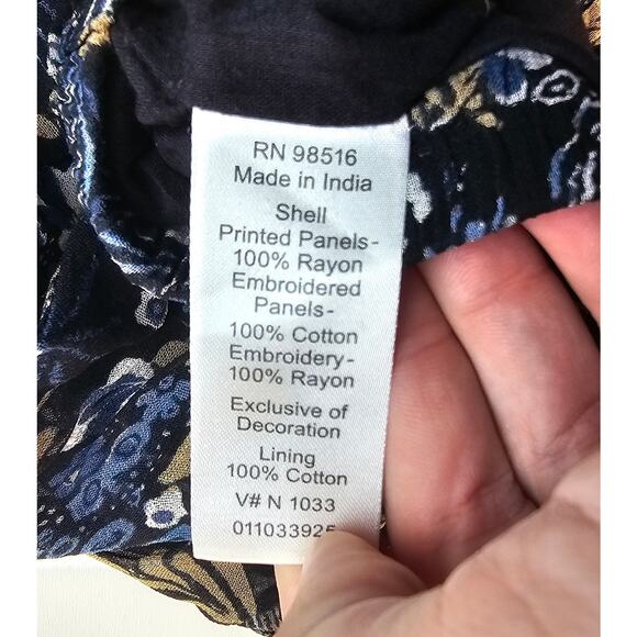 Coldwater creek PM M PETITE chiffon lined Maxi skirt flowy pleated mixed media + - Picture 4 of 8